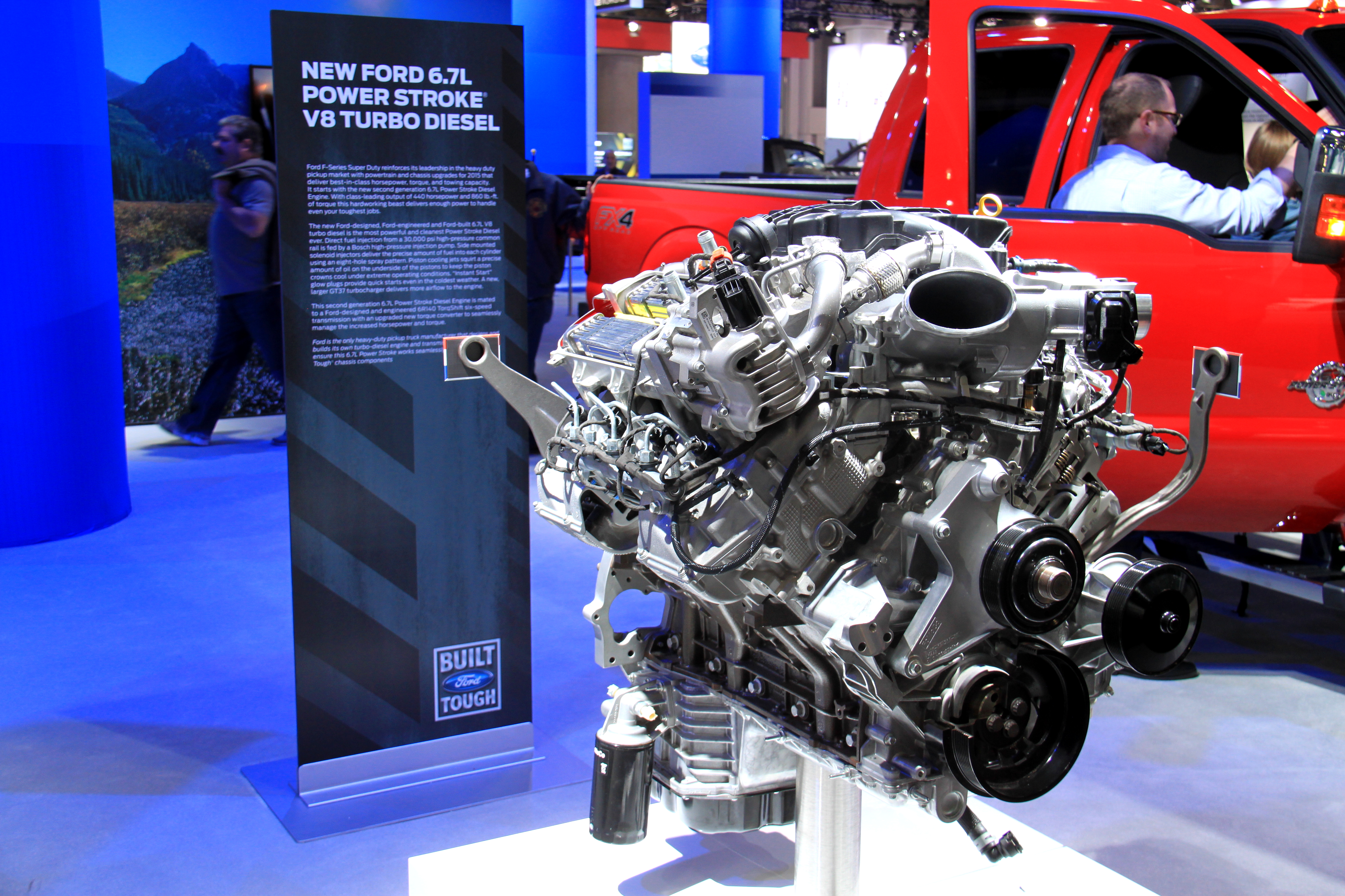 Real Ford 6.7L Power Stroke V8 turbo-diesel engine on display